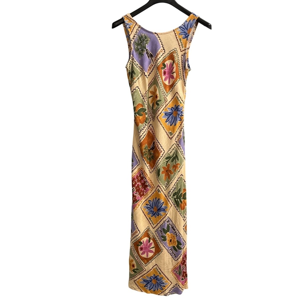 Sleeveless Maxi Dress in Yellow Floral Tile Print - Picture 2 of 16